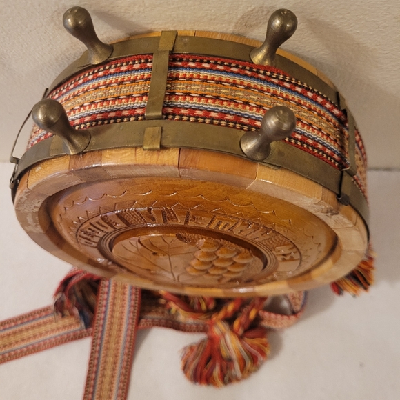 Vintage Wooden Flask Drinking Vessel Antique Hand Carved Wooden Flask w/Strap - Picture 13 of 16